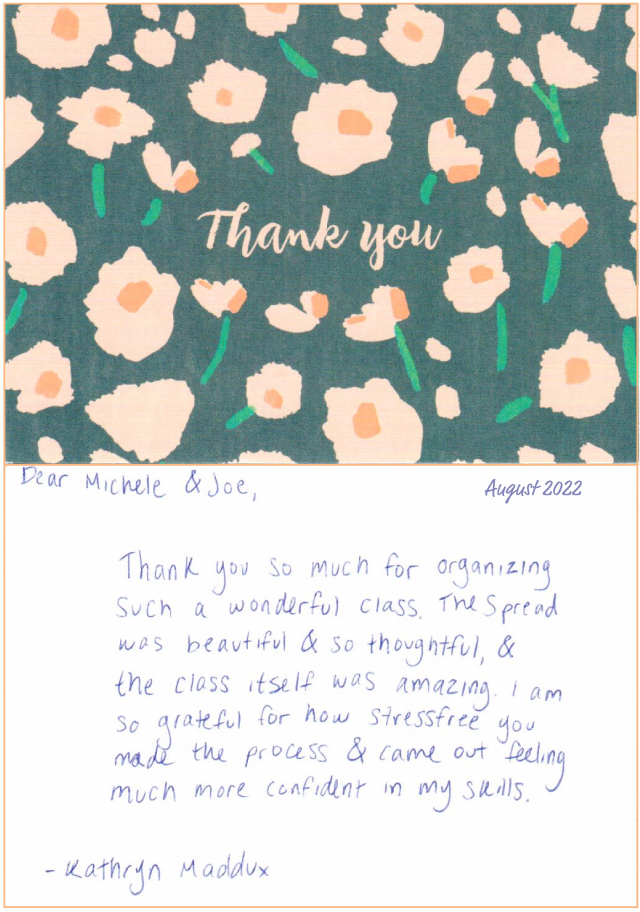 Thank you note from Kathryn Maddux, RN, St. Joseph Hospital, Bethpage, NY